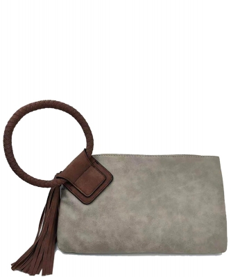 Fashion Cuff Handle Tassel Wristlet Clutch BP204 STONE/BROWN